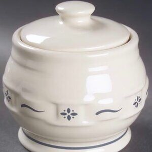 Longaberger Sugar Bowl & Lid. Woven Traditions Classic Blue. Like New.